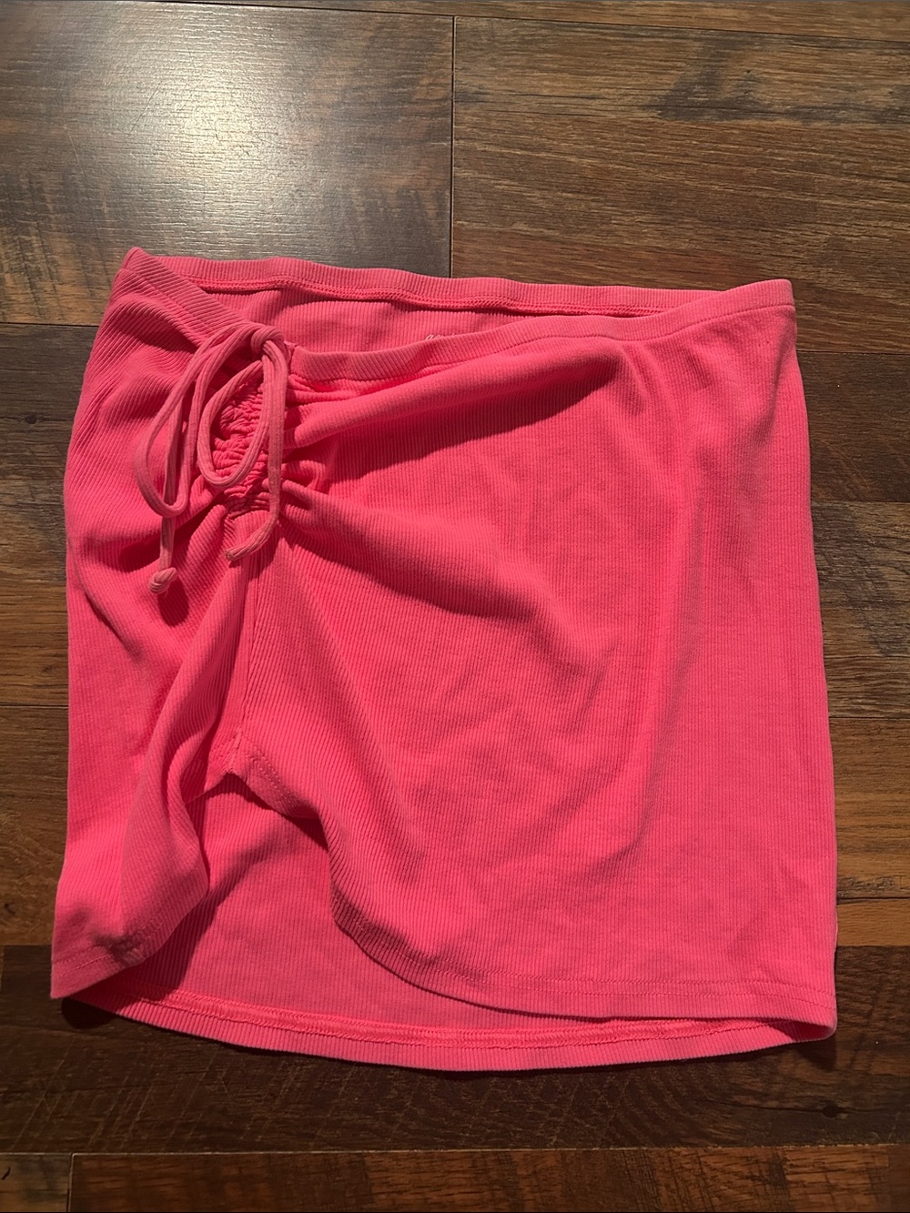 aerie Pink Ribbed Drawstring Crop Top